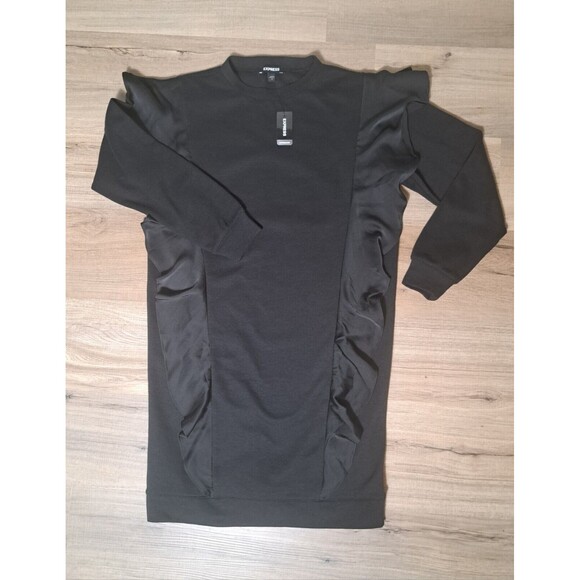 NWT Express Women's Black Ruffle Long Sleeve Sweatshirt Dress Tunic Size XS - Picture 12 of 12